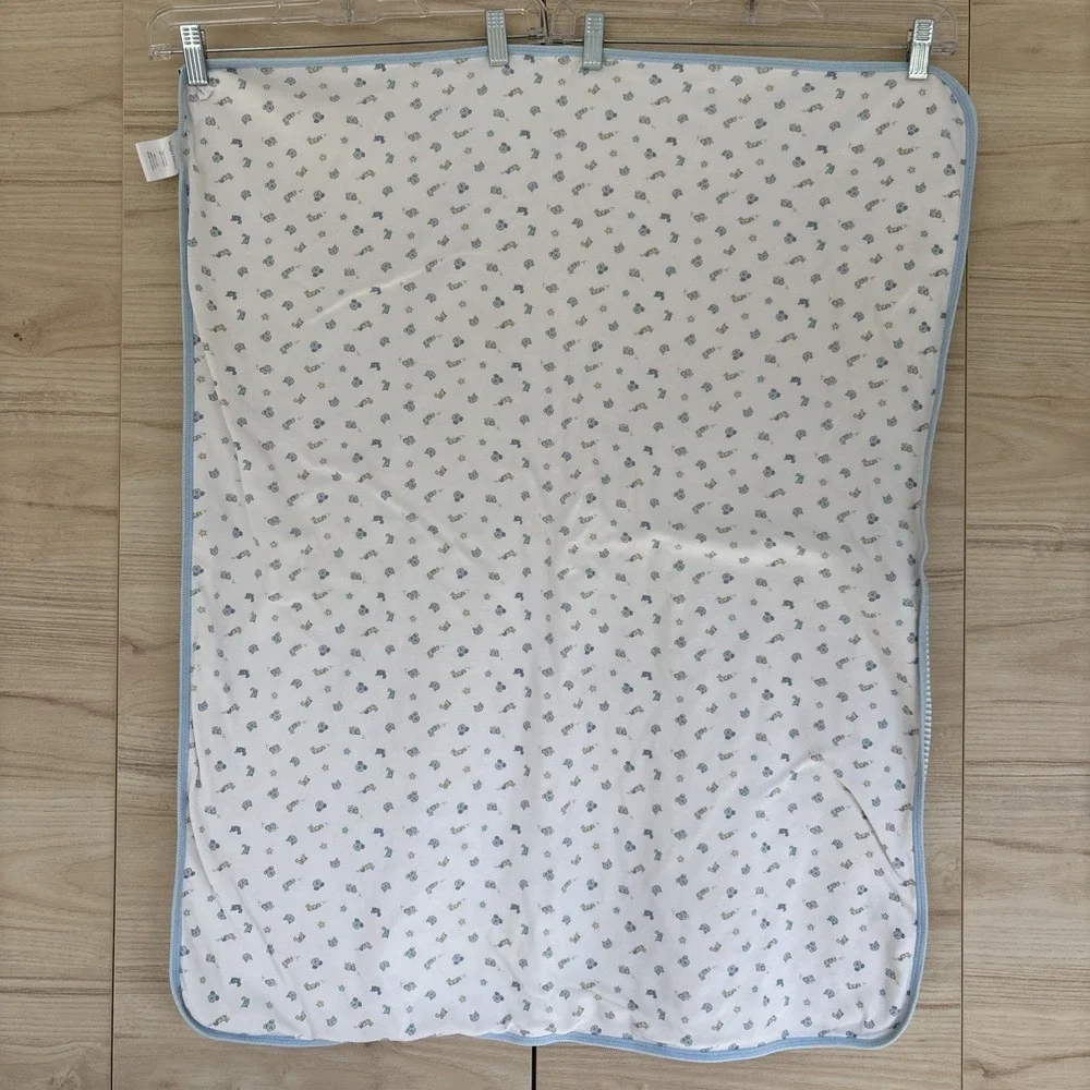 Bright Future Cotton Baby Blanket Blue Stripe Puppy Kitty Bug Animal 35x26.5